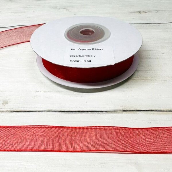 画像2: 【プレーンオーガンザ　リボン】s5/8インチ幅　25ヤード　1 (2)