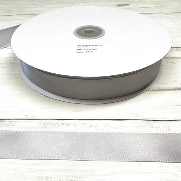 画像3: 【サテン リボン】7/8インチ(約22mm)幅　100ヤード(約91m) 黒、白、シルバー系 (3)