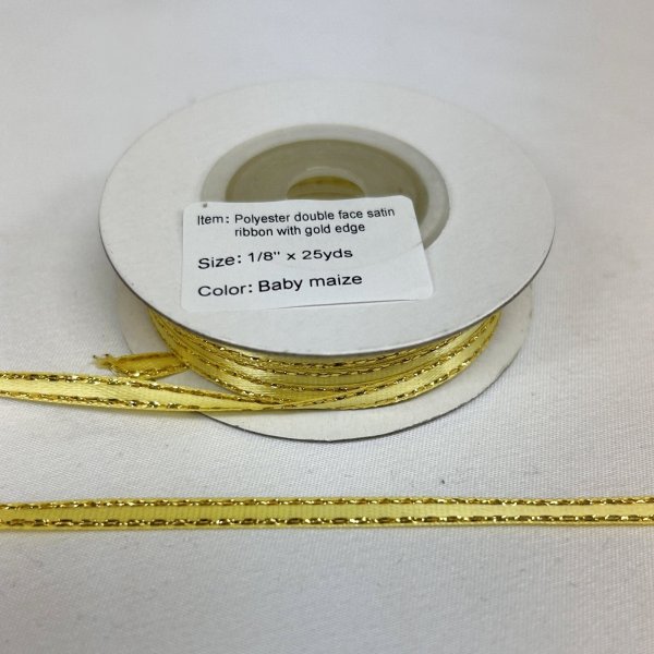 画像1: 【サテンウィズゴールドエッジ】1/8インチ幅　25ヤード　ベイビーメイズ (1)